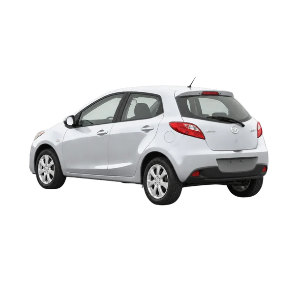 シルバーの2011 Mazda Demio（リア斜め（左向き）ビュー）