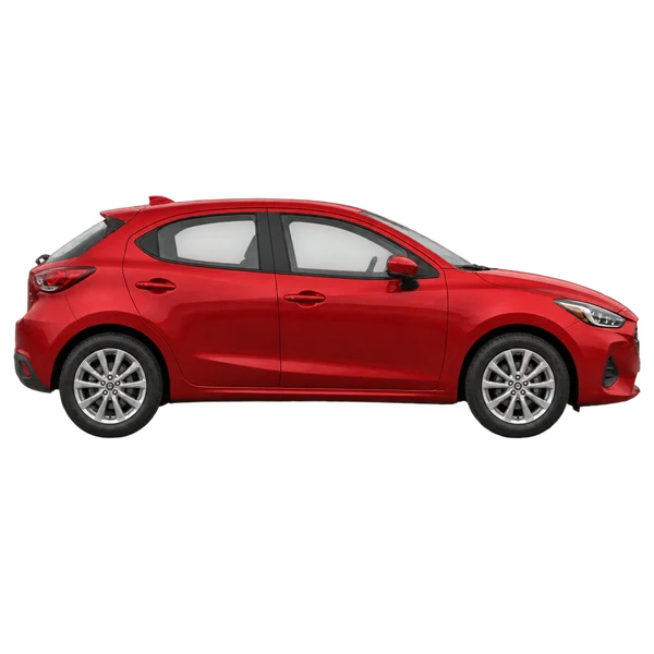 Mazda Mazda2 Hybrid 2026 rouge, vue profil (tourné vers la droite)