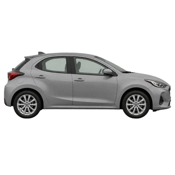 Mazda Mazda2 Hybrid 2026 argent, vue profil (tourné vers la droite)