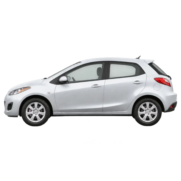 Mazda Mazda2 2009 argent, vue côté (vers la gauche)