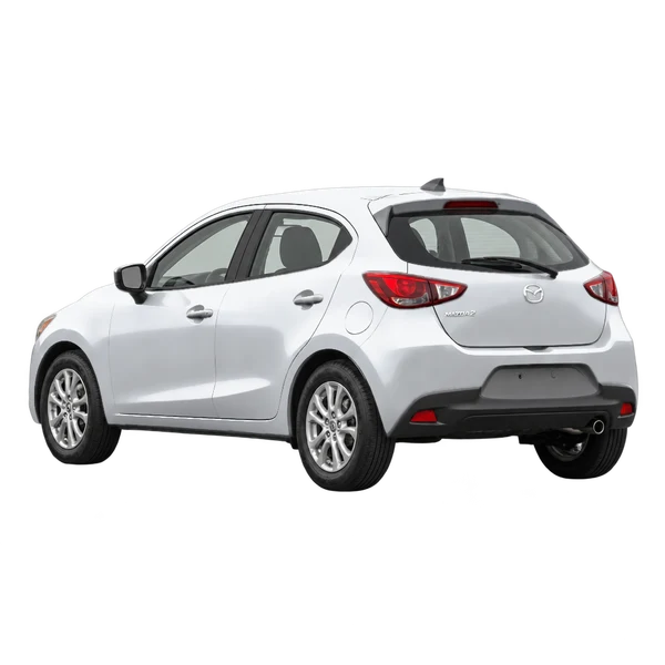2021 Mazda Mazda2 in Silber, Ansicht: Dreiviertelansicht von hinten (nach links gerichtet)