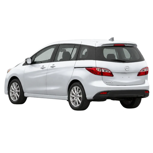 Mazda Mazda5 2013 باللون فضي، منظر ثلاثة أرباع خلفي (باتجاه اليسار)