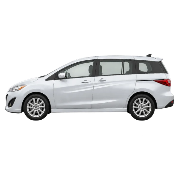 Mazda Mazda5 2013 باللون فضي، منظر جانبي (متجه إلى اليسار)