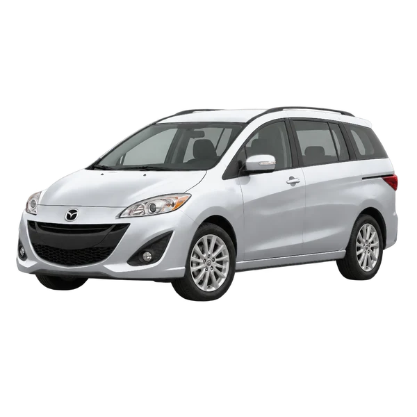 Mazda Mazda5 2014 باللون فضي، منظر منظر أمامي بزاوية ثلاثة أرباع (متجه لليسار)