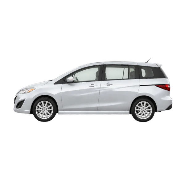 Mazda Mazda5 2014 باللون فضي، منظر جانبي (متجه إلى اليسار)