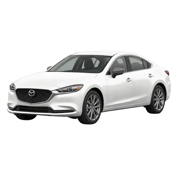 Mazda Mazda6 2018 باللون أبيض، منظر منظر أمامي بزاوية ثلاثة أرباع (متجه لليسار)