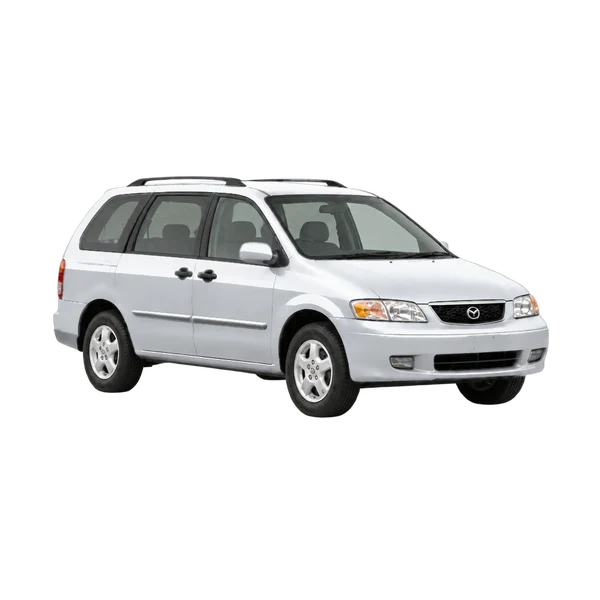 シルバーの1997 Mazda MPV（フロントスリークォーター（右向き）ビュー）