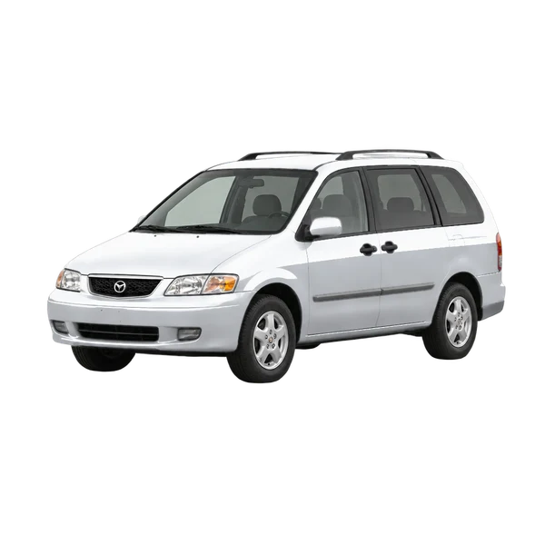 Mazda MPV 1998 argent, vue trois-quarts avant (orienté vers la gauche)