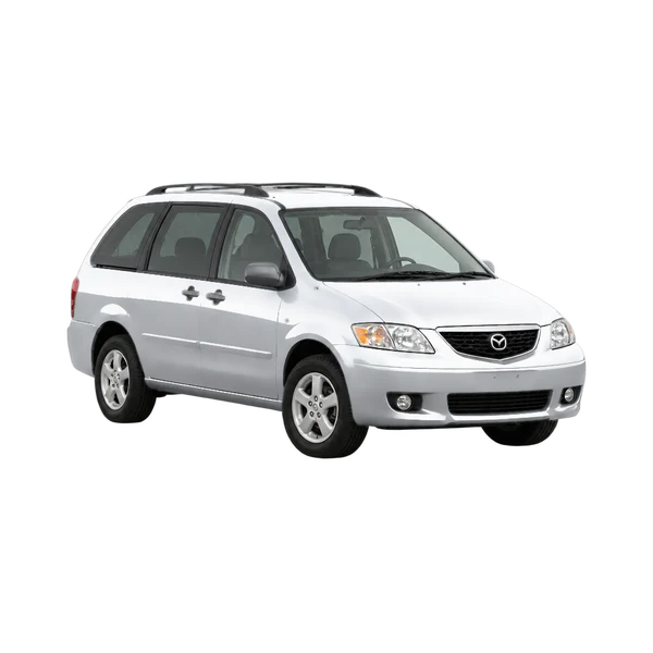 silver 2000 Mazda MPV front three-quarter (facing left) view