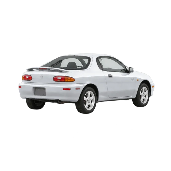 Mazda MX-3 1993 argent, vue trois-quarts arrière (tourné vers la droite)