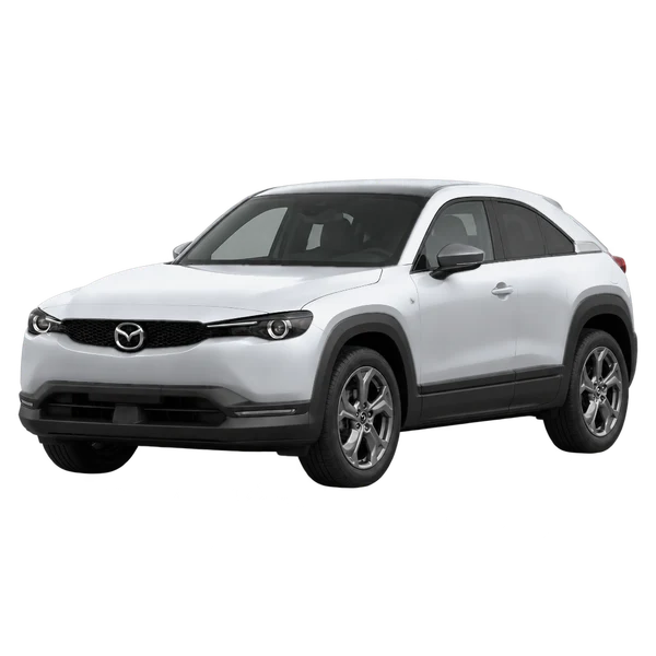 シルバーの2020 Mazda MX-30(フロントスリークォーター(左向き)ビュー)