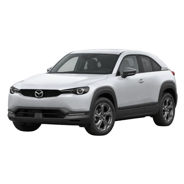 Mazda MX-30 2026 argent, vue trois-quarts avant (orienté vers la gauche)