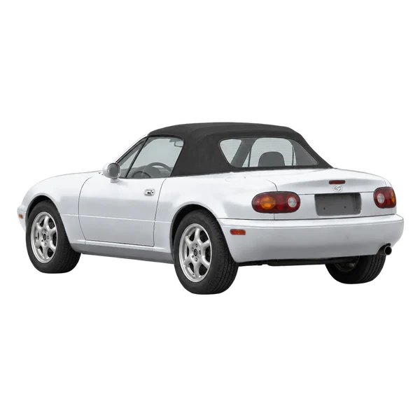 1997 Mazda MX-5 Miata in Silber, Ansicht: Dreiviertelansicht von hinten (nach links gerichtet)