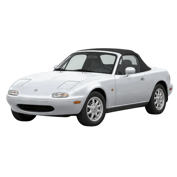 シルバーの1991 Mazda MX-5（フロントスリークォーター(左向き)ビュー）