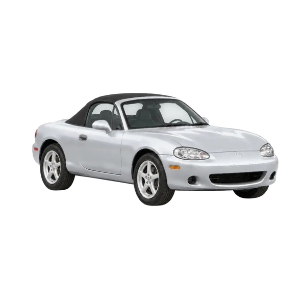 Mazda MX-5 2004 prata, vista três quartos dianteiro (voltado para a direita)