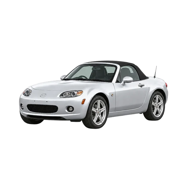 Mazda MX-5 2008 en plateado, vista frontal tres cuartos (hacia la izquierda)