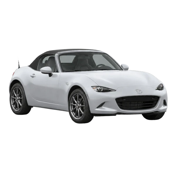シルバーの2016 Mazda MX-5（フロントスリークォーター(左向き)ビュー）
