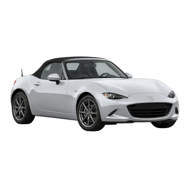 Mazda MX-5 2020 en plateado, vista frontal tres cuartos (hacia la izquierda)