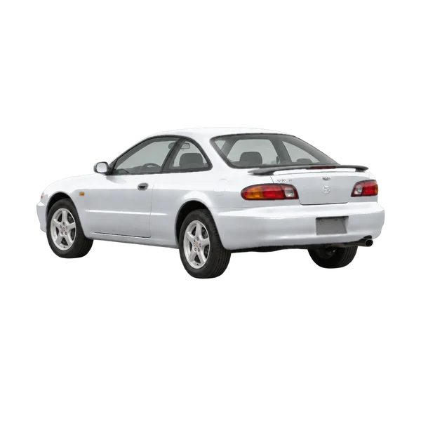 Mazda MX-6 1994 باللون فضي، منظر ثلاثة أرباع خلفي (باتجاه اليسار)