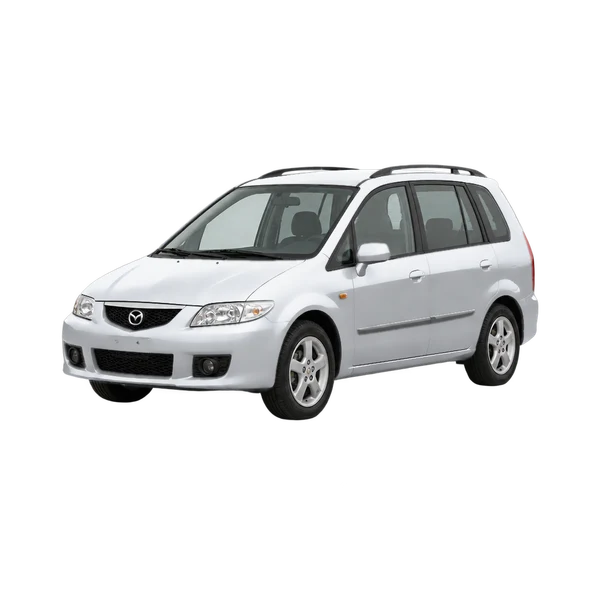 2001 Mazda Premacy in Silber, Ansicht: Dreiviertelansicht vorne (nach links gerichtet)