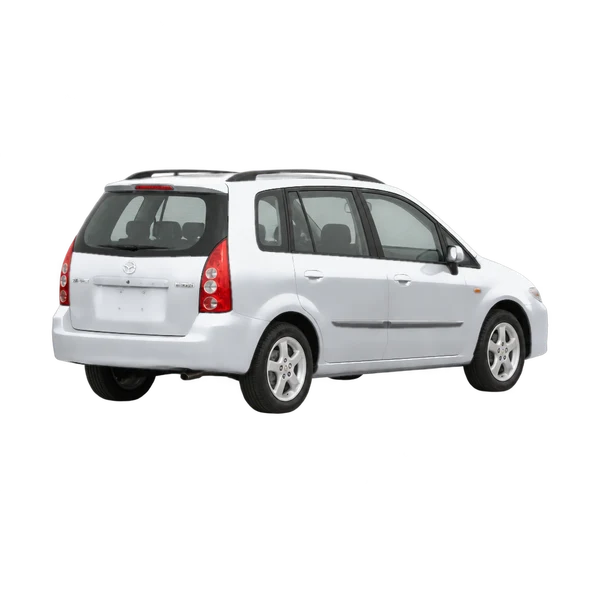 2001 Mazda Premacy in Silber, Ansicht: Dreiviertelansicht hinten (nach rechts gewandt)