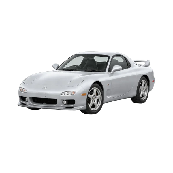 Mazda RX-7 1997 argent, vue trois-quarts avant (orienté vers la gauche)