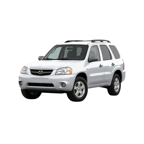 Mazda Tribute 2001 prata, vista dianteira em três quartos (voltada para a esquerda)