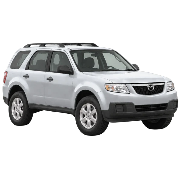 Mazda Tribute 2008 en plateado, vista tres cuartos frontal (mirando a la derecha)