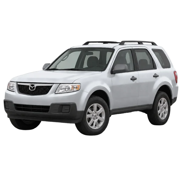 Mazda Tribute 2010 en plateado, vista frontal tres cuartos (hacia la izquierda)