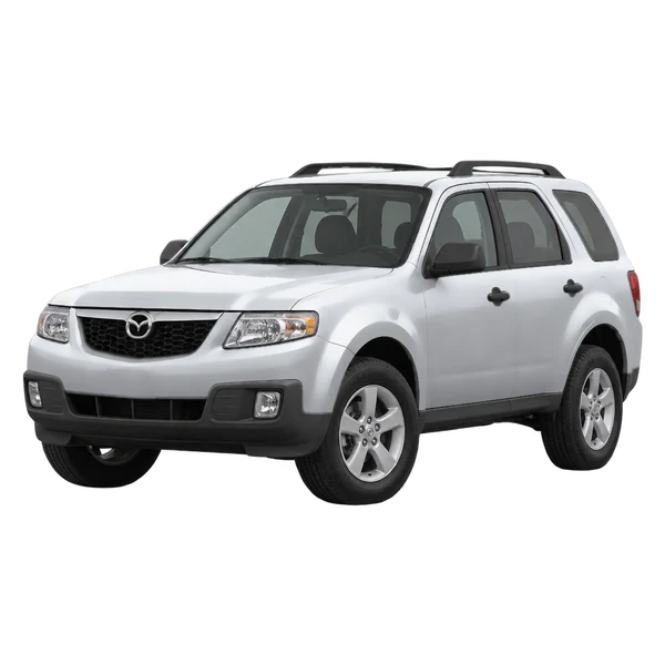 Mazda Tribute 2019 prata, vista dianteira em três quartos (voltada para a esquerda)
