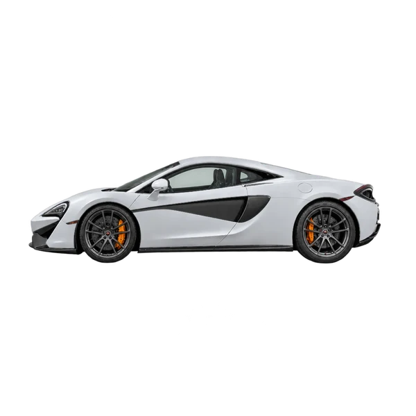 2019 McLaren 570S in Silber, Ansicht: Seite (nach links gerichtet)