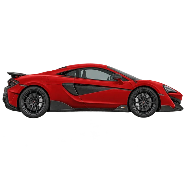 McLaren 600LT 2020 vermelho, vista lateral (voltada para a direita)