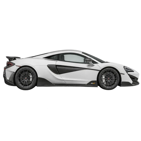 McLaren 600LT 2020 branco, vista lateral (voltada para a direita)