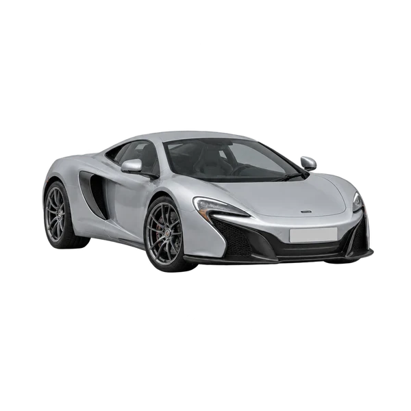 McLaren 625C 2016 prata, vista dianteira em três quartos (voltada para a esquerda)