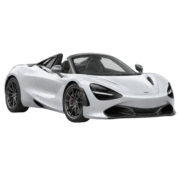 McLaren 720S Spider 2021 argent, vue trois-quarts avant (orienté vers la droite)