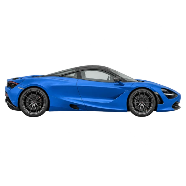 McLaren 720S 2019 azul, vista lateral (voltada para a direita)