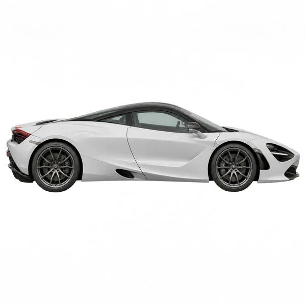 McLaren 720S 2019 branco, vista lateral (voltada para a direita)