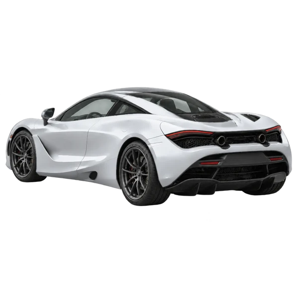 McLaren 720S 2021 en plateado, vista tres cuartos trasero (mirando a la izquierda)