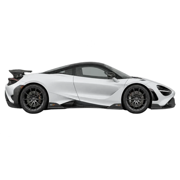 McLaren 765LT 2023 branco, vista lateral (voltada para a direita)