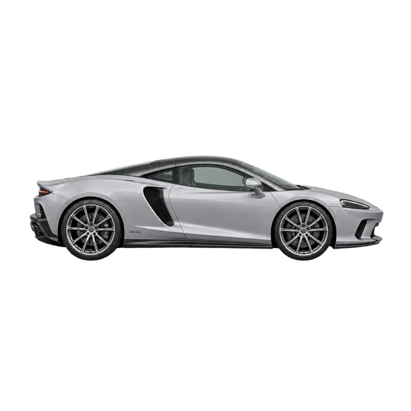 McLaren GTS 2025 prata, vista lateral (voltada para a direita)