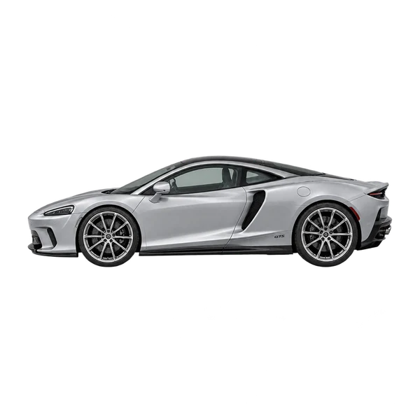 McLaren GTS 2027 argent, vue côté (vers la gauche)