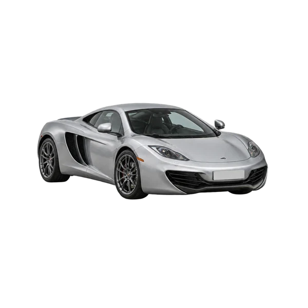 McLaren MP4-12C 2021 باللون فضي، منظر منظر أمامي بزاوية ثلاثة أرباع (متجه لليسار)
