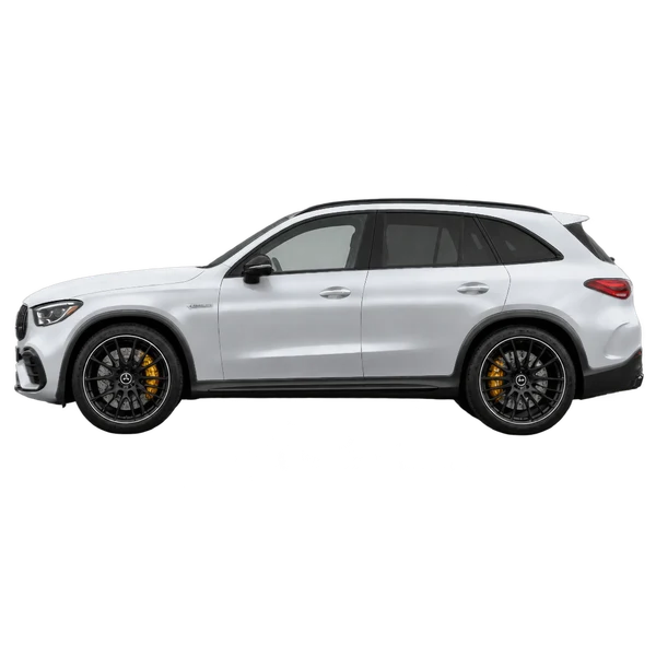 silver 2025 Mercedes-Benz AMG GLC 63S E Performance side (facing left) view