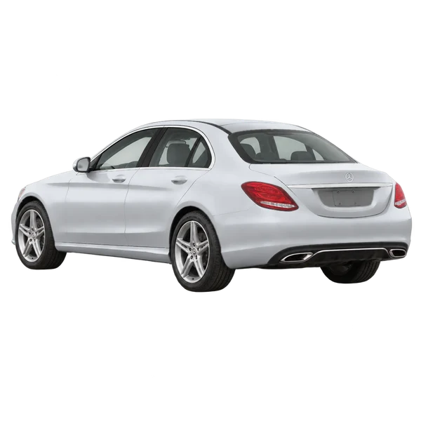 silver 2016 Mercedes-Benz C-Klasse rear three-quarter (facing left) view