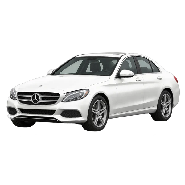 white 2016 Mercedes-Benz C-Klasse front three-quarter (facing left) view