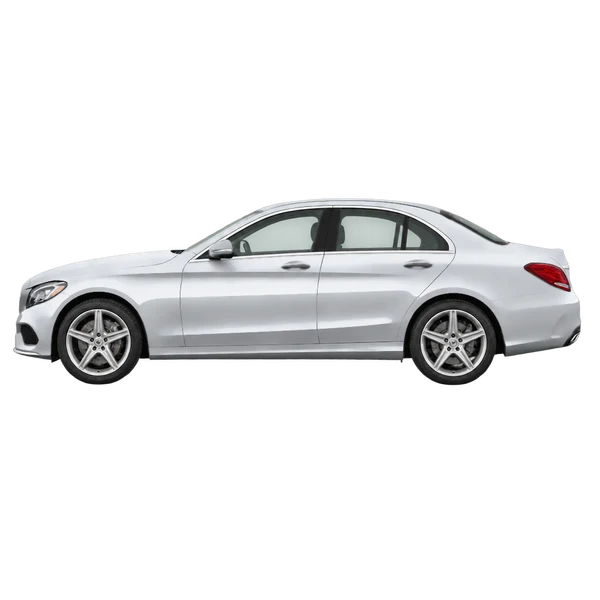 Mercedes-Benz C 2016 باللون فضي، منظر جانبي (متجه إلى اليسار)