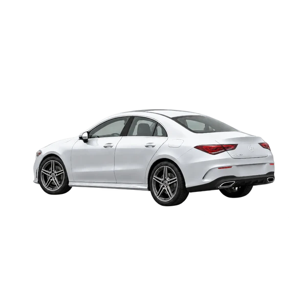 silver 2020 Mercedes-Benz CLA-Klasse rear three-quarter (facing left) view