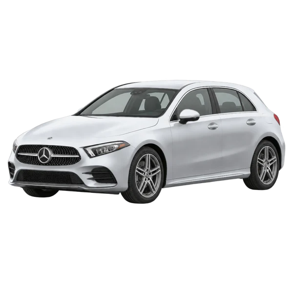silver 2019 Mercedes-Benz Classe A front three-quarter (facing left) view
