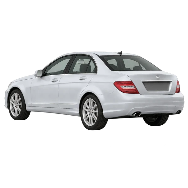 silver 2012 Mercedes-Benz Classe C rear three-quarter (facing left) view