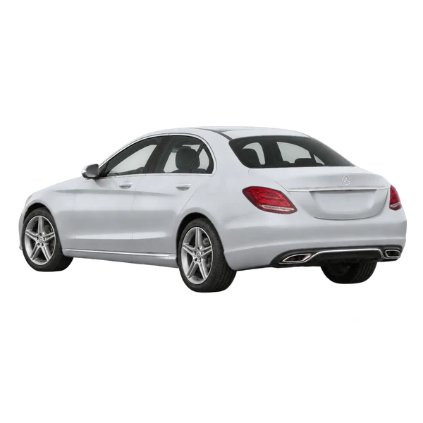 silver 2015 Mercedes-Benz Classe C rear three-quarter (facing left) view
